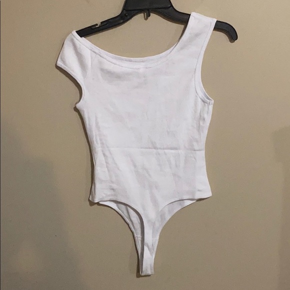 American Apparel White Asymmetrical Bodysuit S - Picture 4 of 6
